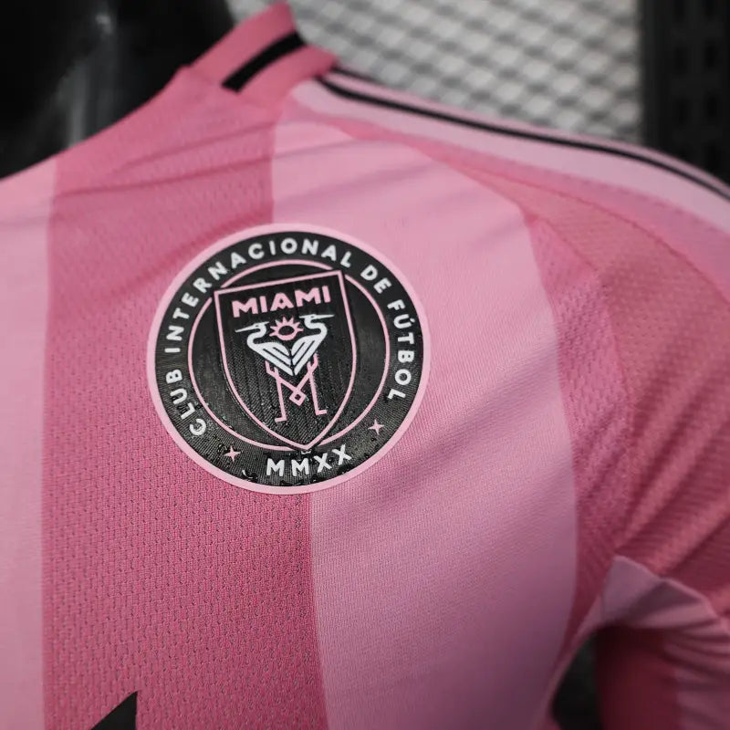 Inter Miami CF Home Pink Soccer Jersey Player Version Shirt Long sleeve 2025-26