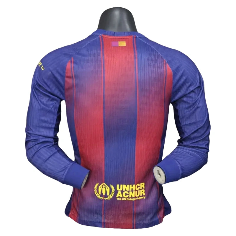 Barcelona Home Long Sleeve soccer jerseys 2025-26 Player Version