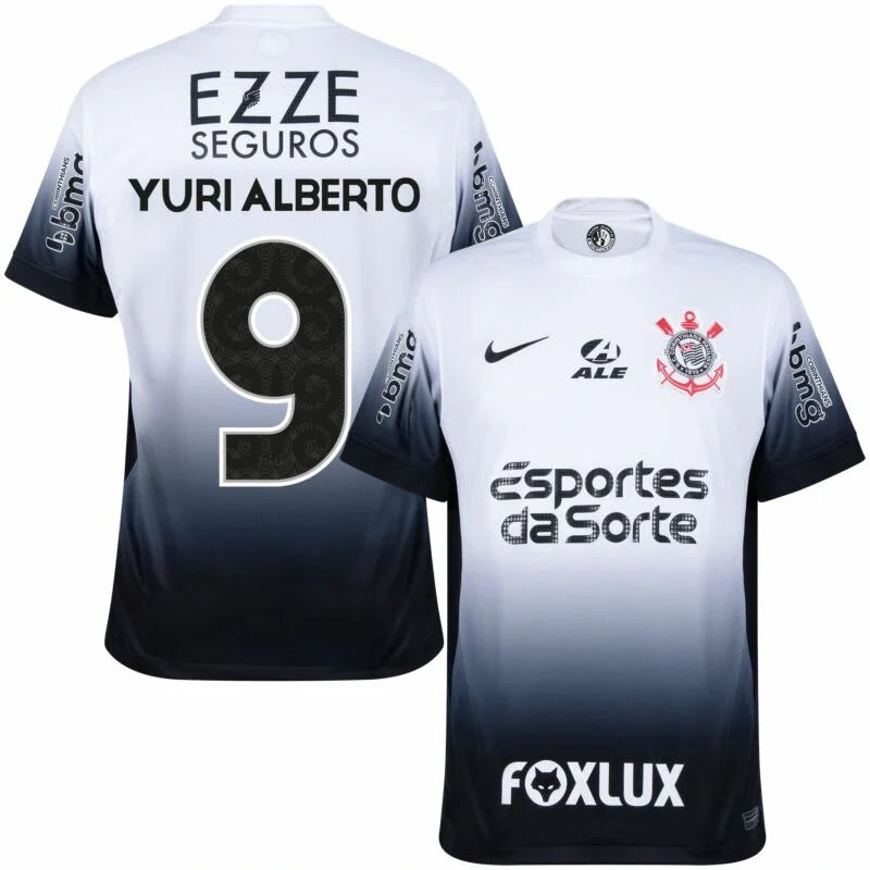 Corinthians Home Yuri Alberto 9 Shirt incl. Full Sponsor Set 2024-2025 Player version / fans version Non-Customize